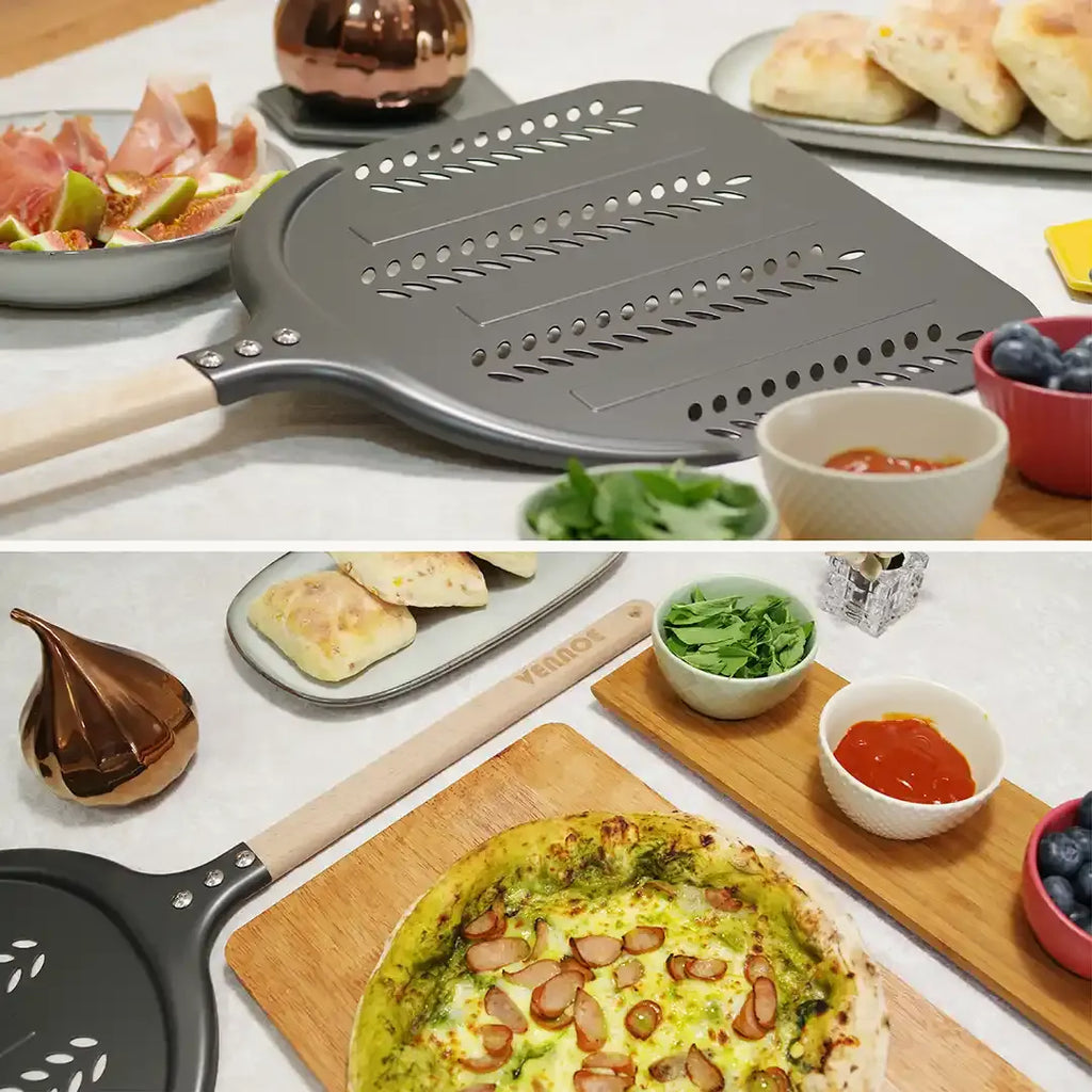 Vennoe 12" Pizza Peel with Wooden Handle