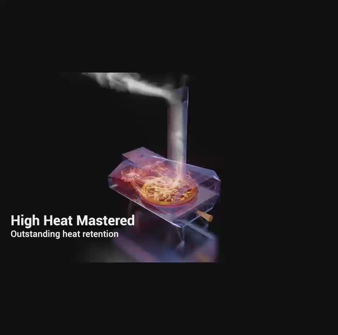 VENNOE 12'' Wood Pellet Outdoor Pizza Oven | 360° Rotating Stone | Perfect Pizza On Your First Try - In 60 Seconds